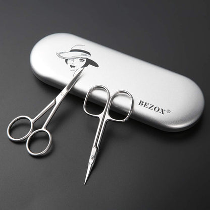 BEZOX Small Scissors 2 PCS Set – Precision Grooming with Straight & Curved Blades