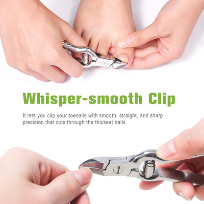 BEZOX Heavy Duty Toenail Clippers for Thick & Ingrown Nails | Stainless Steel, Podiatry-Grade, Silver
