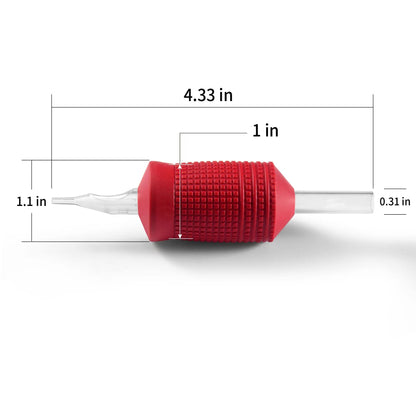 BEZTAT 25mm Clear Disposable Tubes with Red Silicone Grip — 20 Pack (11RT)