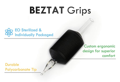 BEZTAT 25mm Ultra Premium Clear Disposable Tubes with Black Silicone Grip – 25 Pack (7FT)
