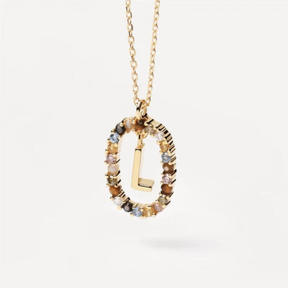 26 Alphabet Coloured Rhinestone Necklace