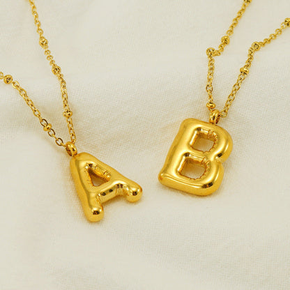 Bubble Letter Pendant Necklace A-Z
