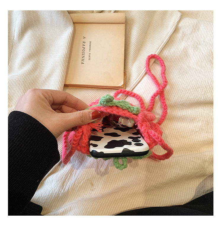 Handmade Knitted Wool Strawberry Crossbody Bag