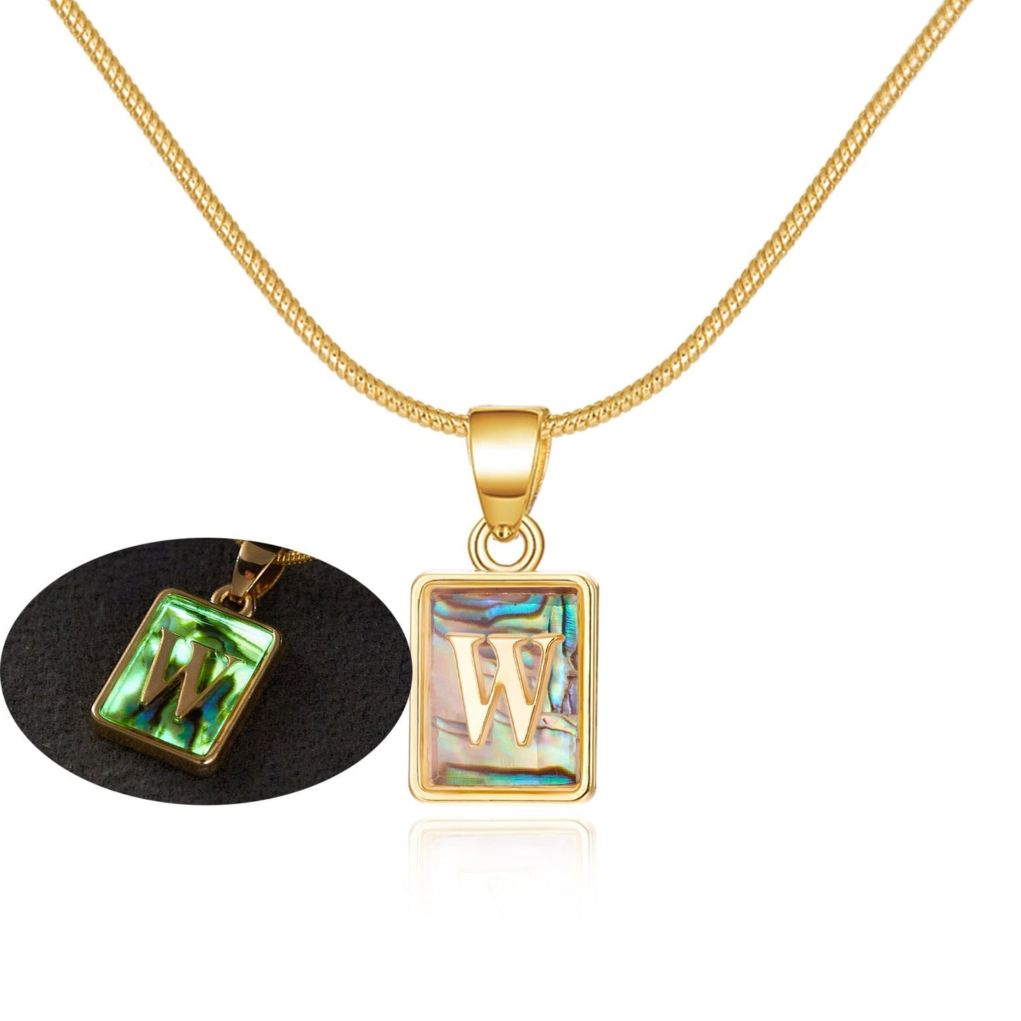 Luminous Pendant 26 Letter Square Necklace