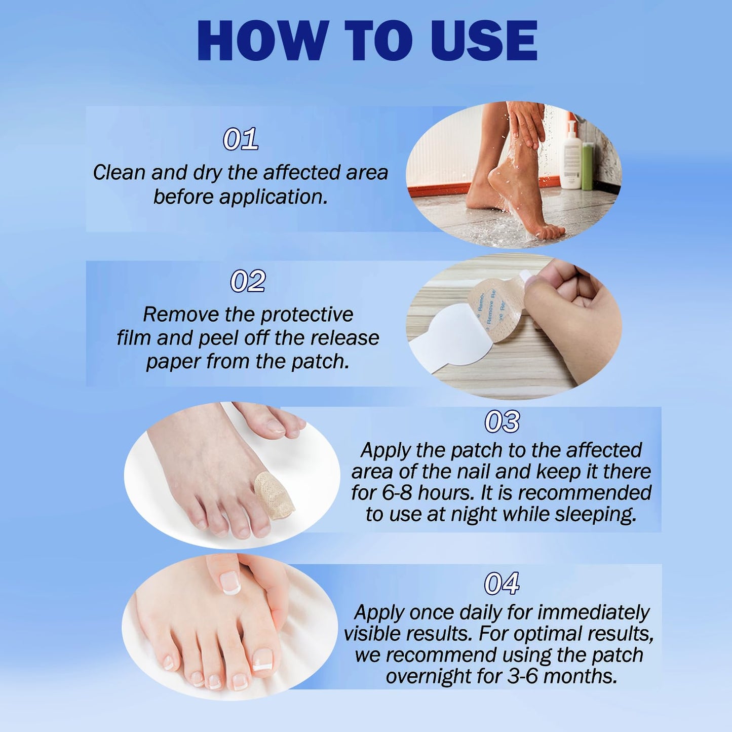 BFGCKJ Fungal Nail Patches for Toenails – 42 Count, 8-Hour Overnight Adhesion