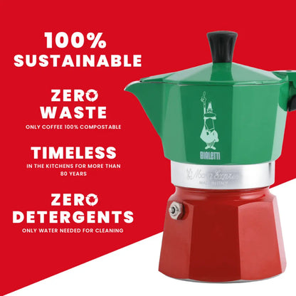 Bialetti Moka Express Tricolore Italia Stovetop Coffee Maker