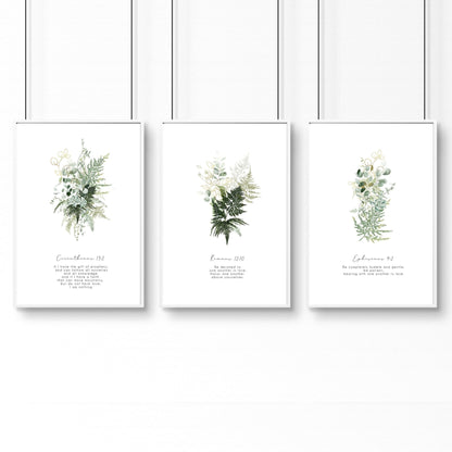 Bible verse wall art for living room | set of 3 wall art prints