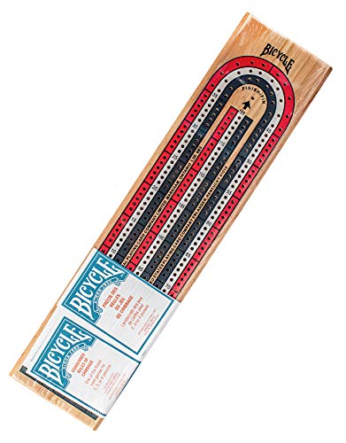 Bicycle 3-Track Color-Coded Wooden Cribbage Board – Portable Patriotic Design