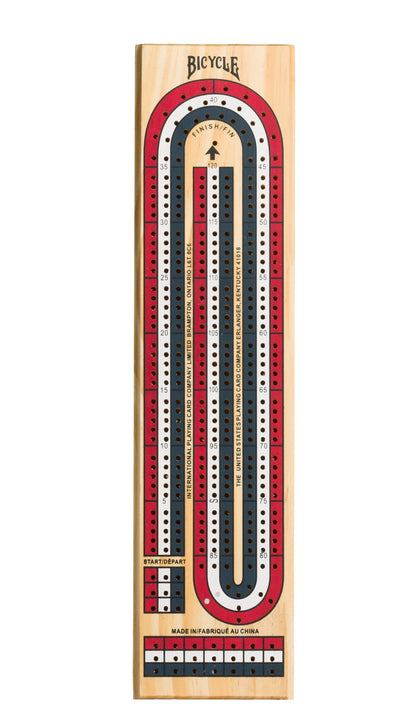 Bicycle 3-Track Color-Coded Wooden Cribbage Board – Portable Patriotic Design