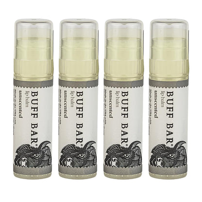 BUFF BAR Pure Bison Tallow Lip Balm, Unscented 4-Pack | Big Crazy Buffalo