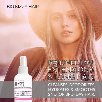 Big Kizzy Happy Hour Dry Conditioner Spray with Marula Oil – Smoothing Frizz Control for All Hair Types (4 oz)