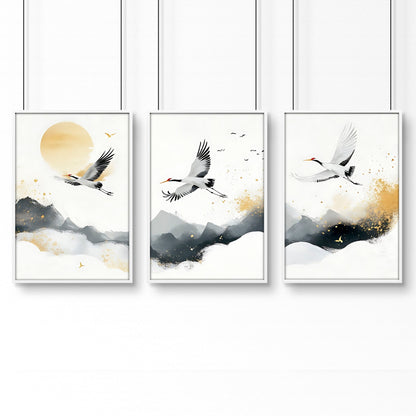 Big Wall Art For Bedroom | Set of 3 Asian Inspired Wall art Prints