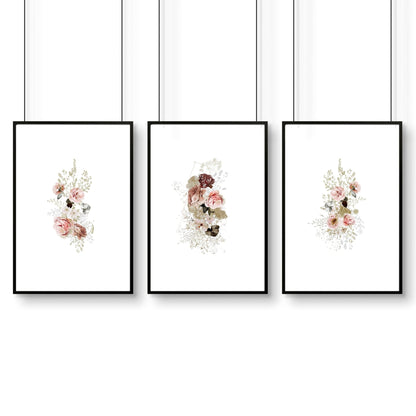 Big wall art for living room | set of 3 Shabby Chic prints