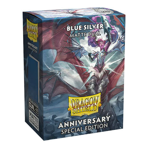Dragon Shield - Matte Dual Standard Size Sleeves 100pk - Limited Edition Anniversary Special Blue Silver
