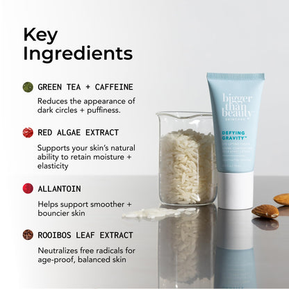 Bigger Than Beauty Skincare Defying Gravity Eye Lifting Cream – Plant-Based Retinol, Green Tea, Vegan & Cruelty-Free