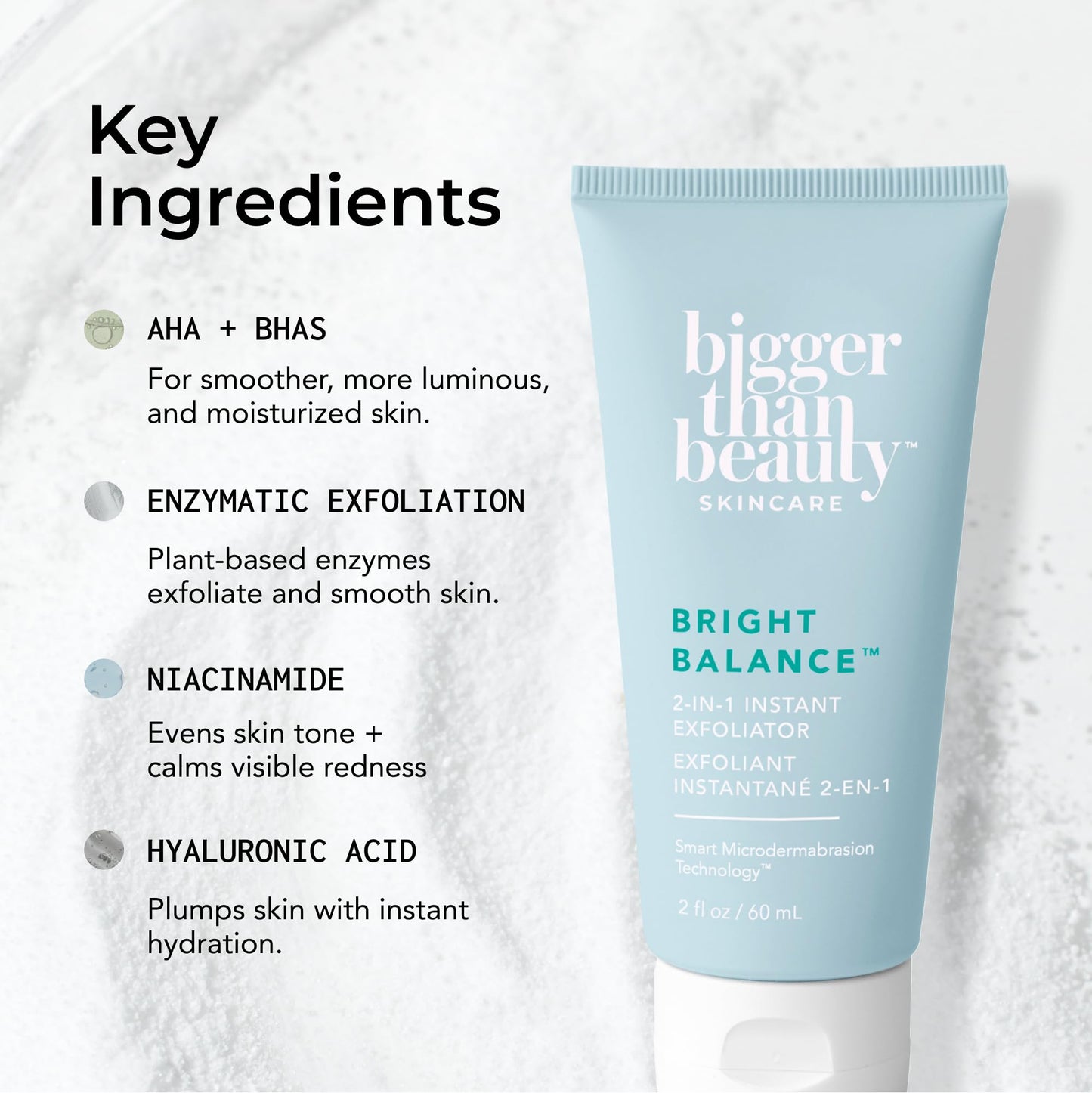 Bigger Than Beauty Skincare Bright Balance 2-in-1 Exfoliator | Hydrating Daily Scrub for Face & Body