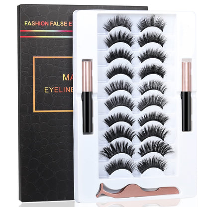 BILEYCHA Upgrade 3D Natural Magnetic Eyelashes Kit | 2 Magnetic Liners, No Glue