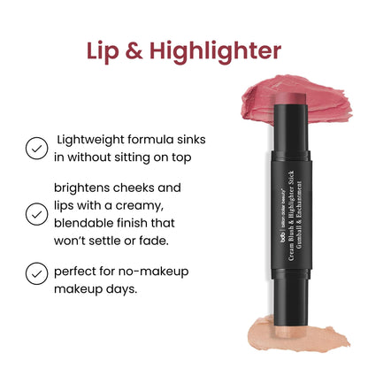 billion dollar brows bdb makeup lip & highlighter: creamy blush + hydrating highlighter stick