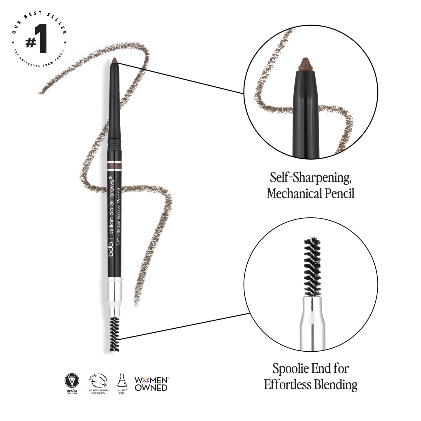 Billion Dollar Brows Universal Eyebrow Pencil – Dual-Ended, Waterproof & Cruelty-Free