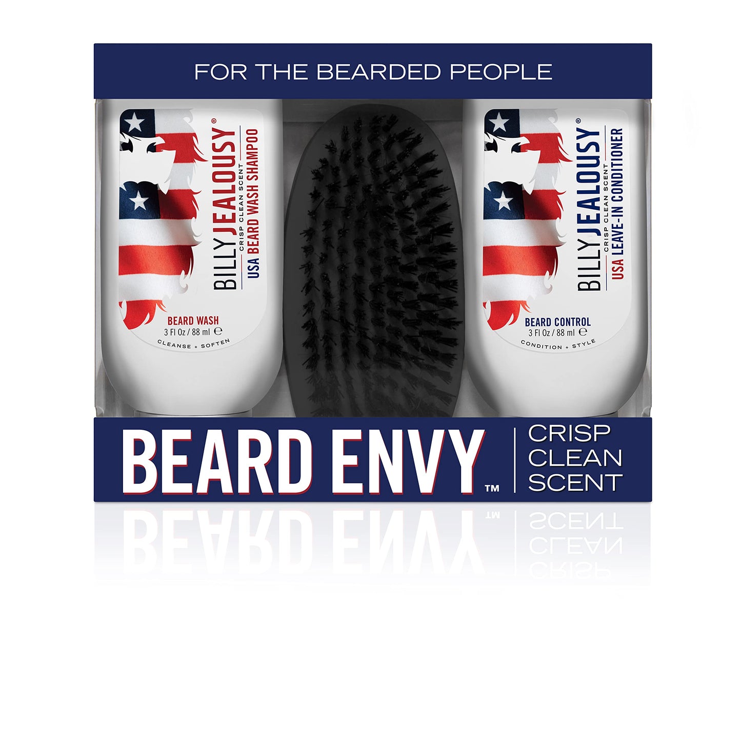 Billy Jealousy USA Beard Envy Refining Kit – Beard Wash, Control & Boar Bristle Brush