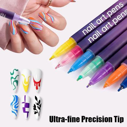 Bimiubimiu Valentines Day Nail Art Pens — 12 Colors for Kids, Quick-Dry & Easy to Use