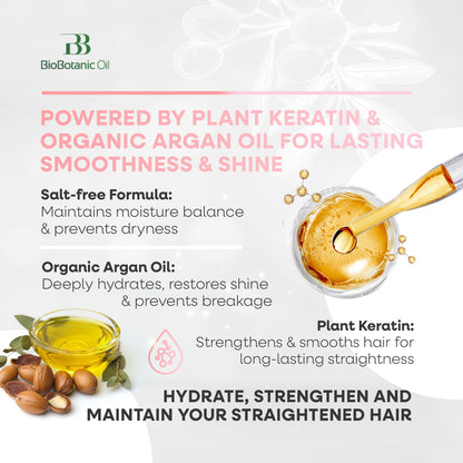 Bio Botanic Oil Magic Conditioner for Straightened Hair – Plant Keratin & Argan Oil, SLS-Free, 3-Minute Hydration