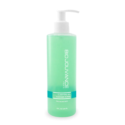 Bio Jouvance Paris Clarifying Gel Cleanser 5% AHA – Hydrating Foaming Cleanser for Acne-Prone Skin (8oz/240ml)