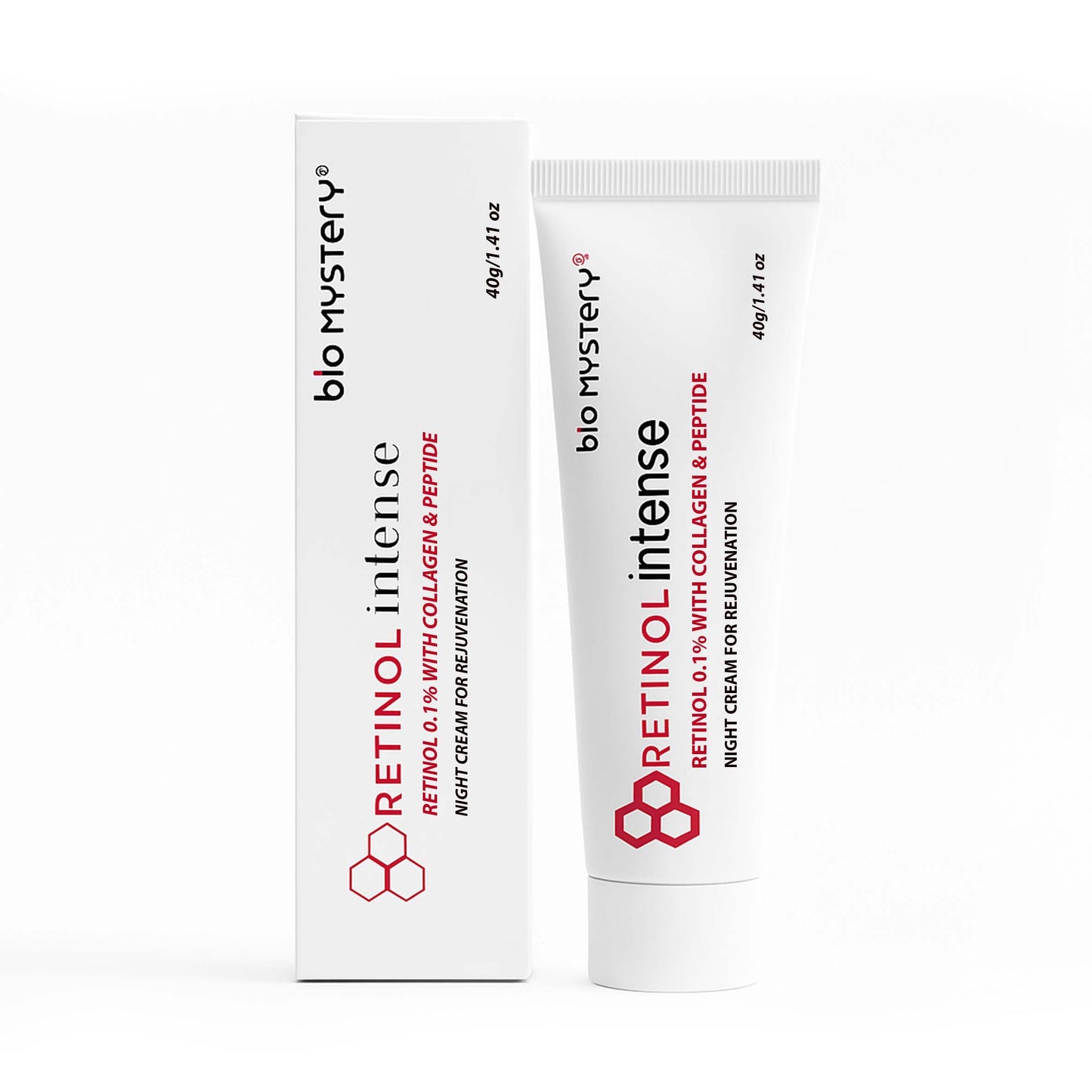 Bio Mystery Retinol 0.1% Intense Cream – Night Cream with Collagen & Peptides | Smooths Fine Lines, 40 g