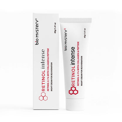 Bio Mystery Retinol 0.1% Intense Cream – Night Cream with Collagen & Peptides | Smooths Fine Lines, 40 g