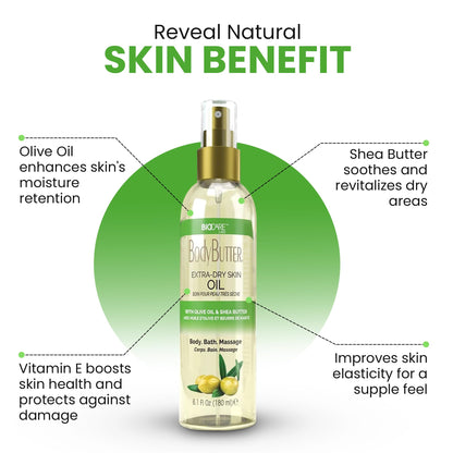 Biocare Skin Renewal Olive Oil Moisturizer for Extra Dry Skin – Nourishing Body Oil with Shea Butter & Vitamin E (6.1 oz)