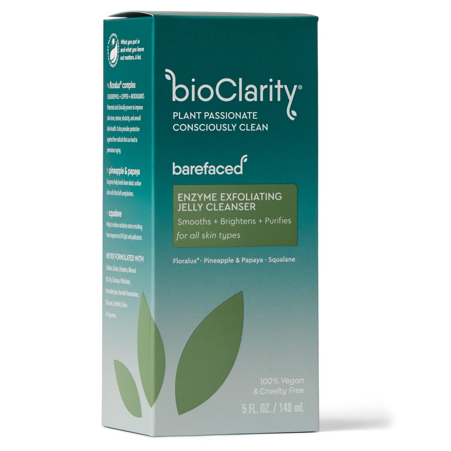 BioClarity Exfoliating Jelly Cleanser – Gentle Pineapple & Papaya Exfoliation, 100% Vegan & Cruelty-Free