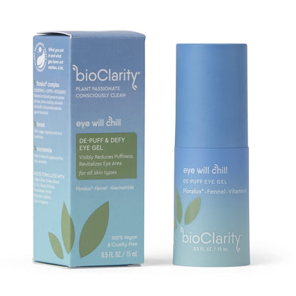 BioClarity Eye Will Chill De-Puff Eye Gel – 100% Vegan, Cruelty-Free | Niacinamide (B3), Vitamins