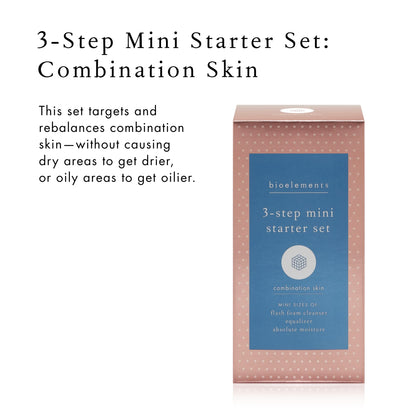 Bioelements 3-Step Mini Starter Set for Combination Skin | Cleanser, Toner & Moisturizer – Vegan, Gluten Free, Cruelty-Free