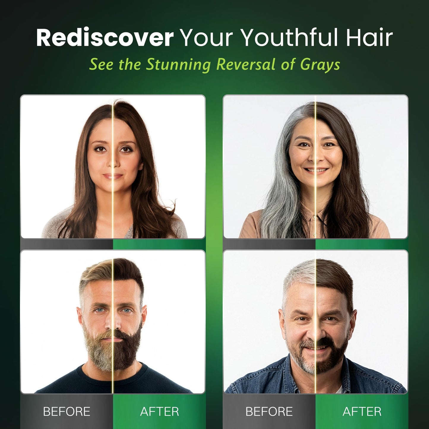 BIOGREEN ROOTS Ammonia-Free Herbal Hair Dye Shampoo for Gray Coverage – Dark Brown (400 ml)