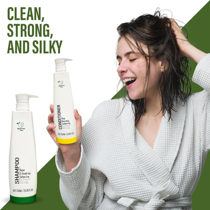 Biogreen Roots Shampoo & Conditioner – Sulfate-Free Hair Care with Hydrolyzed Wheat Protein, Coconut Extract, Vitamin E & Collagen (2 x 750 ml)