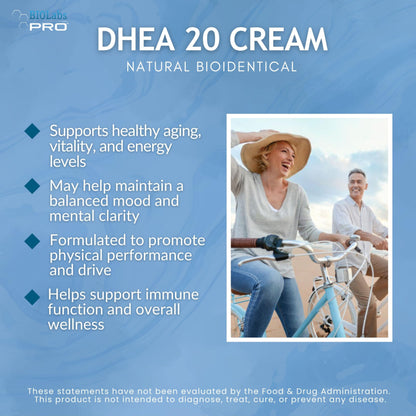 BIOLABS PRO Dhea Cream – 20 mg Dose, Bioidentical DHEA, 3.6oz Luxury Bottle for Women & Men