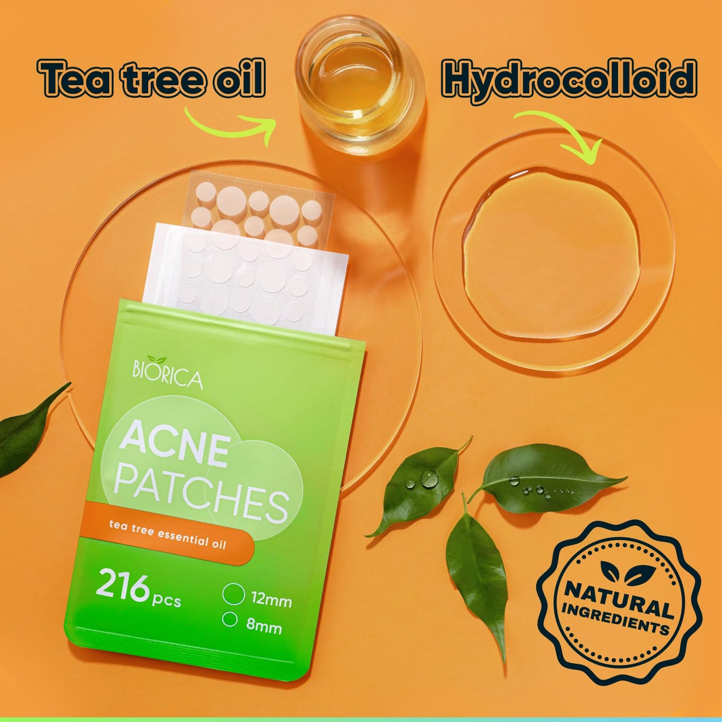 BIORICA Tea Tree Pimple Patches – 216 Hydrocolloid Acne Patches for Face