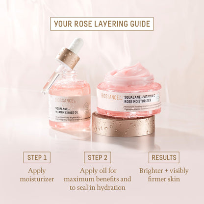 BIOSSANCE Squalane + Vitamin C Rose Moisturizer – Hydration, Brightening & Smooth Texture