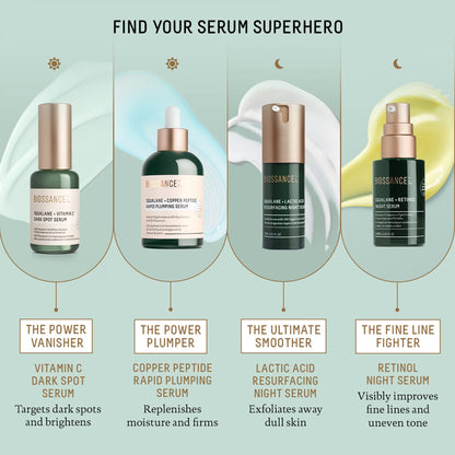 BIOSSANCE Squalane + Lactic Acid Night Serum – 10% Vegan Exfoliant for Texture, Hydration & Glow (1 oz)