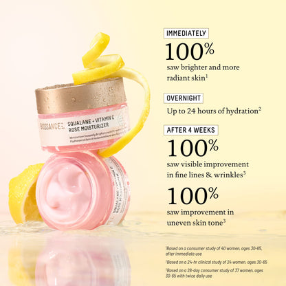 BIOSSANCE Squalane + Vitamin C Rose Moisturizer – Hydration, Brightening & Smooth Texture