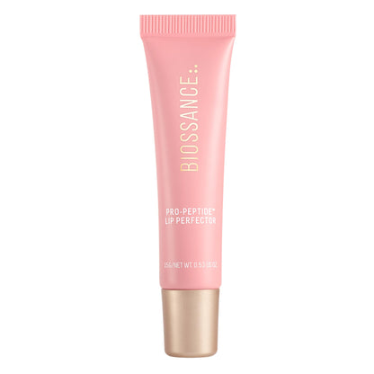 BIOSSANCE Pro-Peptide Lip Perfector – Triple-Treat Vegan Lip Balm, Deep Hydration & Silky Gloss in Blush Quartz Pink