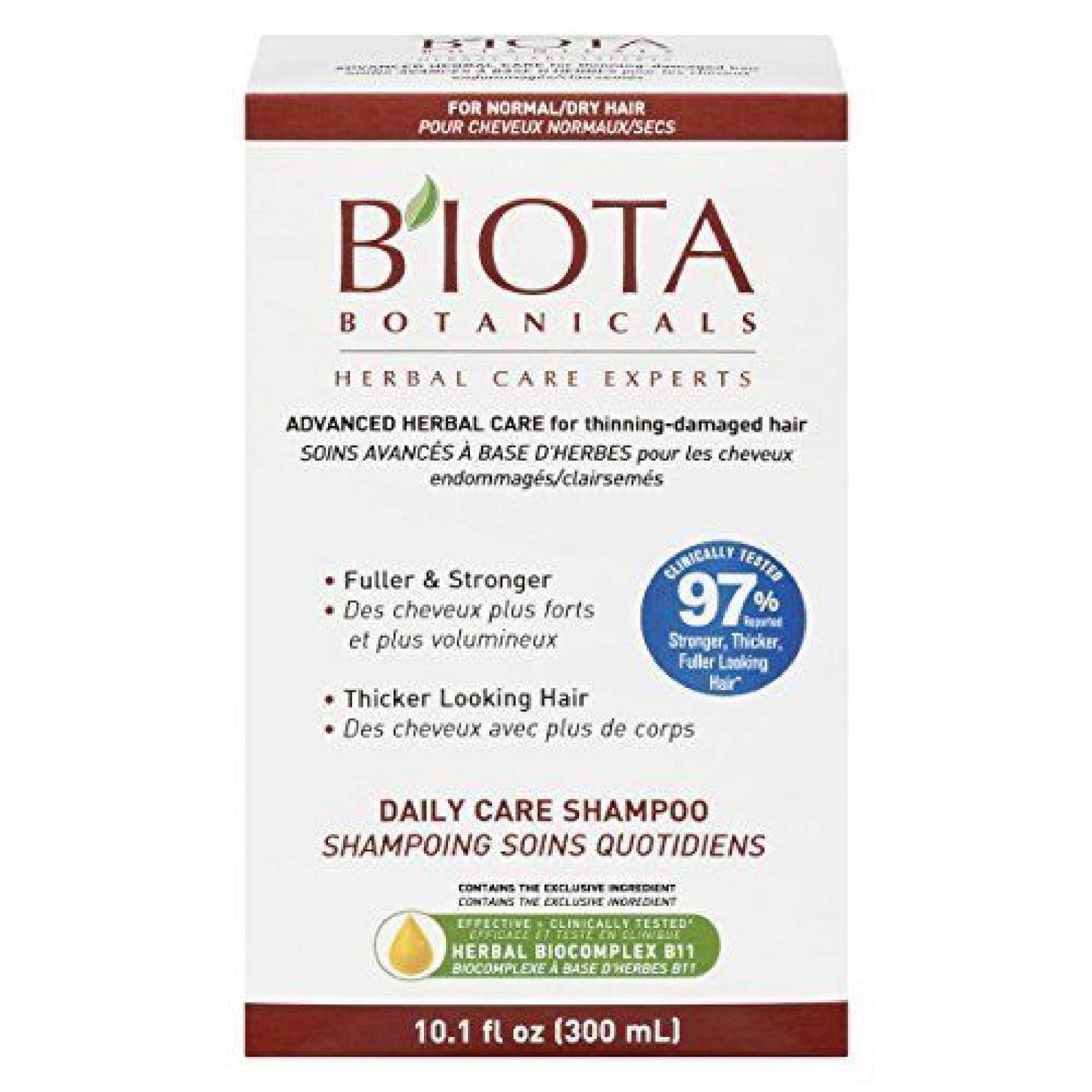 Biota B'IOTA Botanicals Daily Care Shampoo for Normal/Dry Thinning Hair — 10.1 oz Pack of 3
