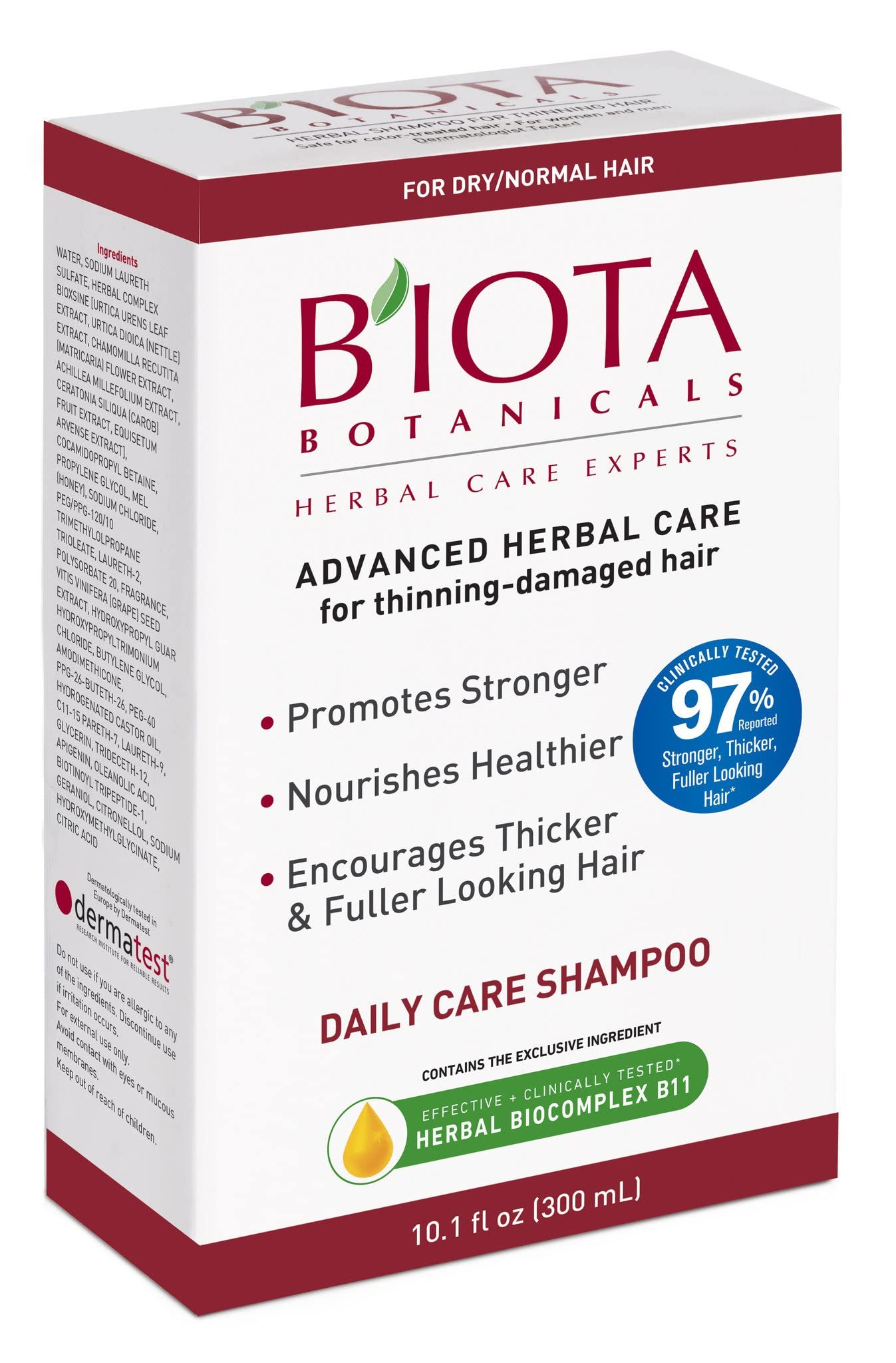 Biota B'IOTA Botanicals Daily Care Shampoo for Normal/Dry Thinning Hair — 10.1 oz Pack of 3