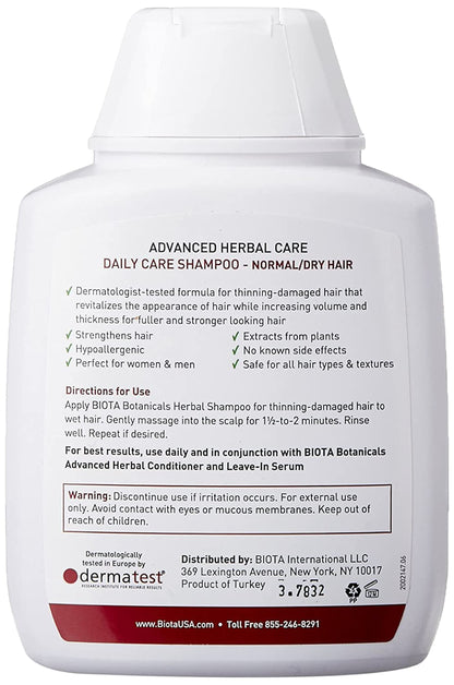 Biota B'IOTA Botanicals Daily Care Shampoo for Normal/Dry Thinning Hair — 10.1 oz Pack of 3