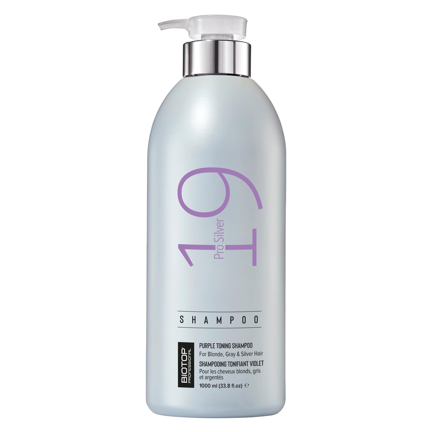 Biotop Professional 19 Pro Silver Shampoo – Neutralize Brassy Tones for Blonde & Platinum Hair (33.8oz)