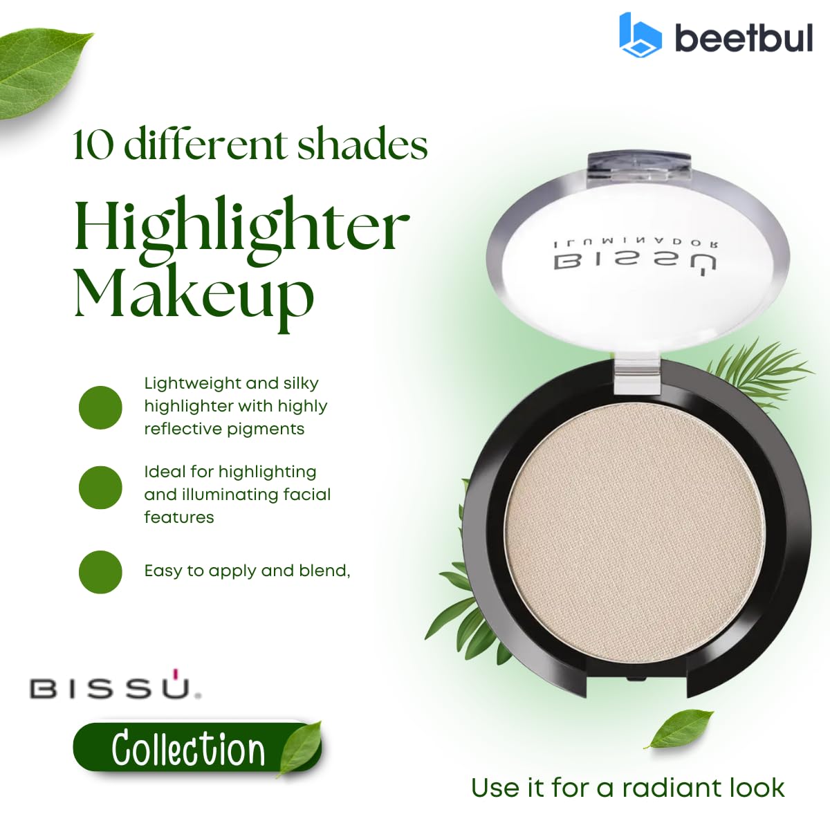 Bissú Powder Highlighter Makeup – Lightweight Silky Glow in 10 Shades (02 Taurus, 4.5 g)