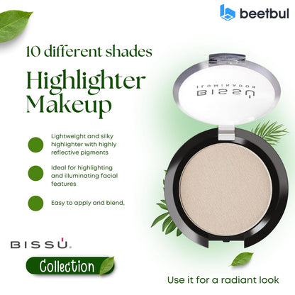 Bissú Powder Highlighter Makeup – Lightweight Silky Formula, 10 Shades (06 Virgo) – 4.5 g