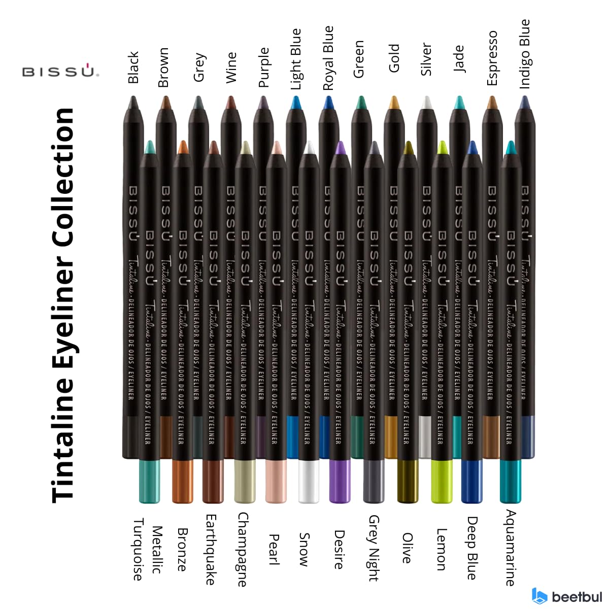 Bissú Tintaline Eyeliner – 25 Vivid Colors, High Coverage, Long-Lasting & Smudge-Proof (Green)