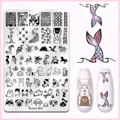 Biutee Nail Stamping Plate Kit – 7-Piece Stamper, Plates & Scraper for DIY Nail Art