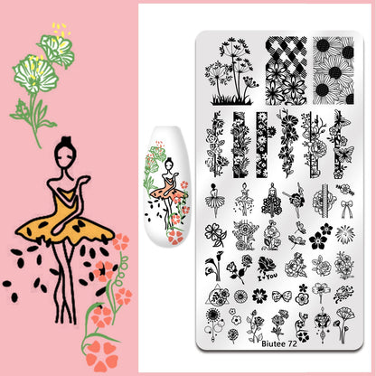 Biutee Nail Stamping Plate Set 12Pcs | Nail Art Kit with Floral, Leaves & Lace Designs
